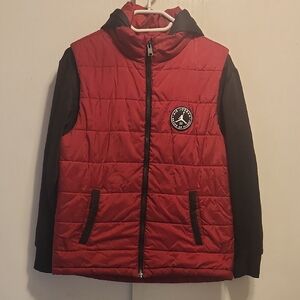 Red and Black Hooded Jacket